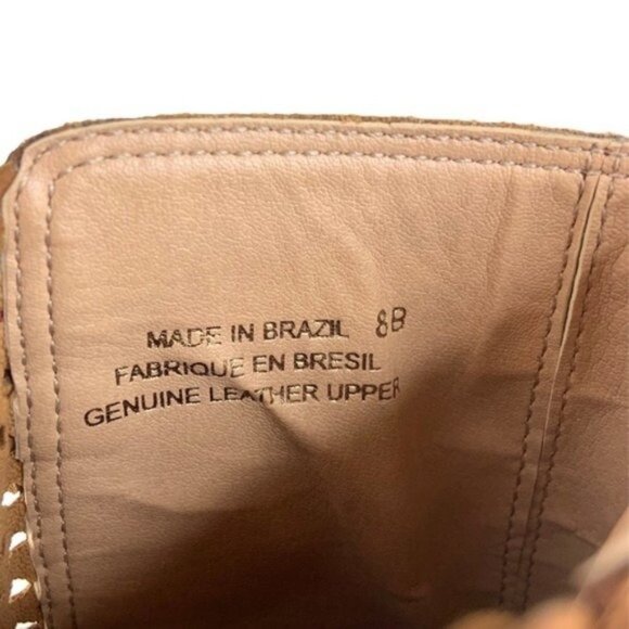 Miss Albright Suede Laser Cut Strappy Ankle Booties Wooden Heel - Picture 4 of 10